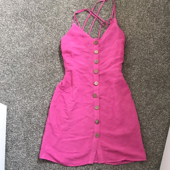 Zara Xs pink linen button down dress - Picture 5 of 7